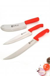 SürLaz Red 3 Parça Biftek Et Bıçak Seti - 1