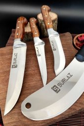 SürLaz Satır Zırh Et Bıçağı 4 Parça Mutfak Bıçak Seti Handmade - 3