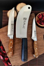 SürLaz Satır Zırh Et Bıçağı 3 Parça Kebap Seti Handmade thumbnail 3