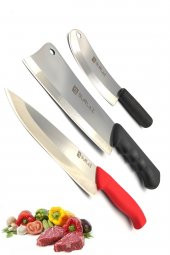 SürLaz Sürmene Bıçak Seti Satır Zırh Şef Bıçağı 3Lü thumbnail 1