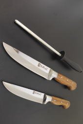 SürLaz Bıçak Seti 2Li Et Bıçağı Salata Bıçağı Pratik Bıçak Set Ultra Keskin Bileme Masatlı - 1