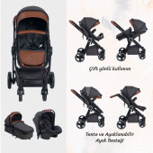 Biddy Pitty Oro Hafif Travel Sistem Anakucaklı Bebek Arabası Dark Pearl - 3