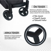 Biddy Pitty Oro Hafif Travel Sistem Anakucaklı Bebek Arabası Dark Pearl - 6