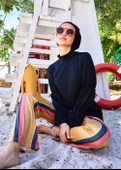 Tesettür Mayo- Tek Pantalon - Taba Çizgili - 1