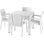 Comfort  90X90 Raddan Trend Lüx Camlı Masa Takımı 4 Sandalyeli Beyaz - 1