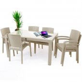 Holiday 90X150 Rattan Camlı Bahçe ve Teras Masa Sandalye Takımı - 2
