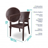 DELTA  70X120 Rattan Masa 4 Sandalye Camlı 4 Minder - 3