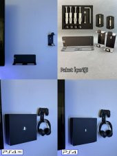 3lü Fırsat Ps4 Slim Ve Ps4 Pro Için Duvar Standı Ve Joystick Konsol Tutacağı Kırılmaz Stand Yerden Tasarruf Gaming Aksesuar - 2