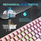 Blic T60 Pembe Blue Switch Türkçe Q Gaming Typ-C Oyuncu Klavyesi - 3