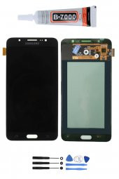 SAMSUNG GALAXY J7 2015 SM-J700 LCD EKRAN DOKUNMATİK FULL TAMİRSET HEDİYELİ SİYAH RENK - 1