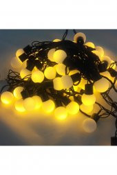 5 Metre 28 Led Fişli Sarı Işık Mini Top Led Siyah Kablo - 1