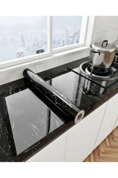 Yapışkanlı Folyo Dolap Masa Tezgah Kaplama Folyosu Siyah Mermer Desenli Folyo 5 Metre × 60 Cm thumbnail 1