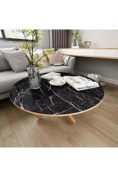 Yapışkanlı Folyo Dolap Masa Tezgah Kaplama Folyosu Siyah Mermer Desenli Folyo 5 Metre × 60 Cm thumbnail 4