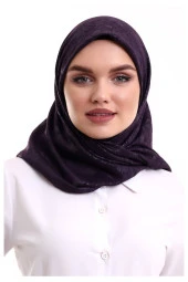 Kofra Desenli Baş Örtü - Mor thumbnail 1