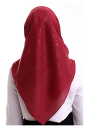 Kofra Desenli Baş Örtü - Kırmızı thumbnail 6