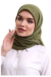Kofra Desenli Baş Örtü - Koyu Yeşil - 2