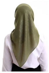 Kofra Desenli Baş Örtü - Koyu Yeşil - 6