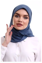Kofra Desenli Baş Örtü - Mavi - 1