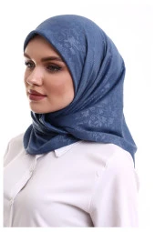 Kofra Desenli Baş Örtü - Mavi - 3