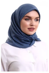 Kofra Desenli Baş Örtü - Mavi - 4