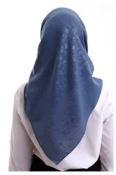Kofra Desenli Baş Örtü - Mavi - 6