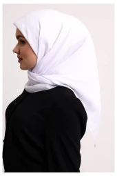 Kofra Desenli Baş Örtü - Beyaz - 3