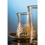 Kcd Antik Sarı 6 Kişilik 12 Parça Çay Bardak Seti - 1