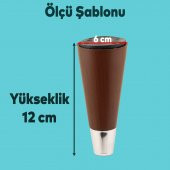 Lüks Mobilya Sehpa TV Ünitesi Koltuk Ayağı 12 cm Kahverengi Ahşap Desenli Ayak - 3
