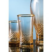 Kcd Antik Sarı Kesme El Dekor Yaldızlı 6 Adet Desenli Su ve Meşrubat Bardak Takımı thumbnail 1