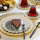 Glore Leopar Wavy Altın Yaldızlı 6 Kişilik Cam Pasta Tabağı Takımı 25098 thumbnail 4