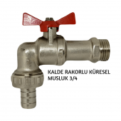 KALDE RAKORLU KÜRESEL MUSLUK 3/4 KELEBEKLİ TİP BAHÇE MUSLUĞU - 1