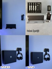 2li Fırsat Ps4 Slim Ve Ps4 Pro Için Duvar Standı Ve Joystick Konsol Tutacağı Kırılmaz Stand Yerden Tasarruf Gaming Aksesuar - 2