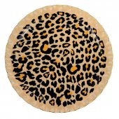 Glore Leopar Wavy Altın Yaldızlı Cam Tepsi 31 cm 27098 - 1