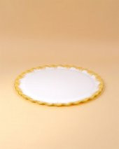 Glore Latte Altın Yaldızlı Cam Tepsi 27089 - 2