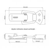 100 Adet 41-070 Sandık Klipsi Gergi Mandalı Asma Kilit Kancalı Krom - 2