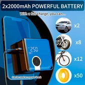 Auhma A5544 Dijital Ekranlı Kompresörlü Hava Pompası | 4000mAh Powerbank | LCD Ekran, LED Işık, Hızlı Şarj Özellikli - 4