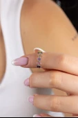 Gümüş Baget Taşlı Minimal Yüzük - 1