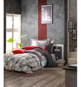 Cotton Box Genç Odası Ranforce lastikli Çarşaflı Tek Kişilik Nevresim Takımı-Rock Kırmızı - 1