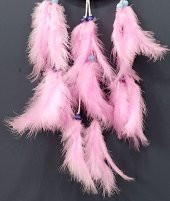 Pembe Kuş Tüylü Dream Catcher El Yapımı Rüya Kapanı Duvar Süsü thumbnail 4