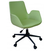 Büro Sandalyesi Siyah Metal Ayaklı Yeşil Renk Suni Deri - 1