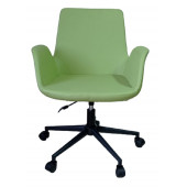 Büro Sandalyesi Siyah Metal Ayaklı Yeşil Renk Suni Deri - 2