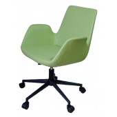 Büro Sandalyesi Siyah Metal Ayaklı Yeşil Renk Suni Deri - 4