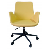 Büro Sandalyesi Siyah Metal Ayaklı Sarı Renk Suni Deri thumbnail 2