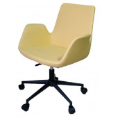 Büro Sandalyesi Siyah Metal Ayaklı Sarı Renk Suni Deri thumbnail 5