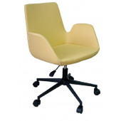 Büro Sandalyesi Siyah Metal Ayaklı Sarı Renk Suni Deri thumbnail 6