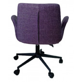 Büro Sandalyesi Siyah Metal Ayaklı Mor Keten Kumaş thumbnail 3