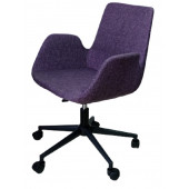 Büro Sandalyesi Siyah Metal Ayaklı Mor Keten Kumaş thumbnail 4