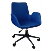 Büro Sandalyesi Siyah Metal Ayaklı Mavi Renk Suni Deri thumbnail 1
