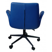 Büro Sandalyesi Siyah Metal Ayaklı Mavi Renk Suni Deri thumbnail 4