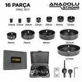 AnadoluStrong16 Parça Büyük Boy Panç Seti Ahşap Buat Kartonpiyer Alçıpan Delik Açma Oyuk Açma - 2